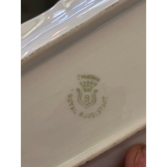 Royal Rudolstadt Arts Floral Antique Prussia Hand Painted soap or Relish Dish - Picture 4 of 4